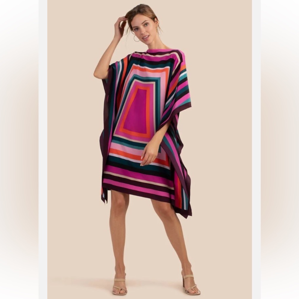 Trina Turk Silk Multicolor Striped Dress New